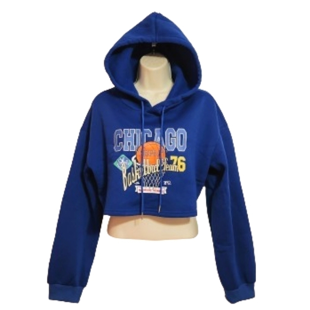 Salant Fleece Graphic Hooded Sweatshirt Blue Extra Large